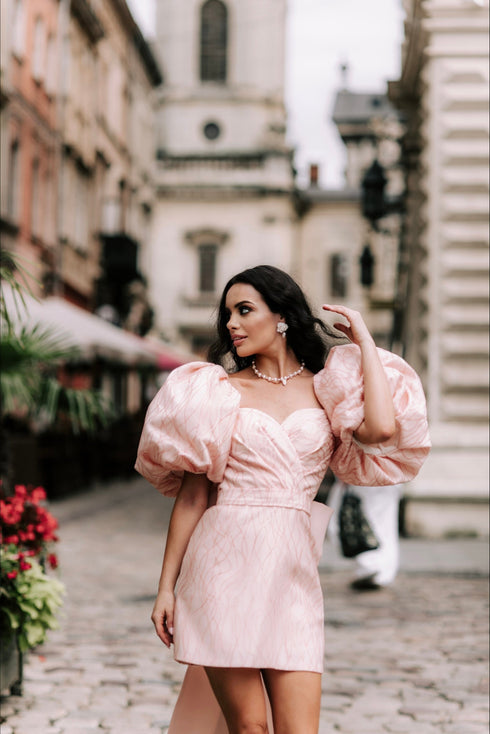 Pink bridal gown