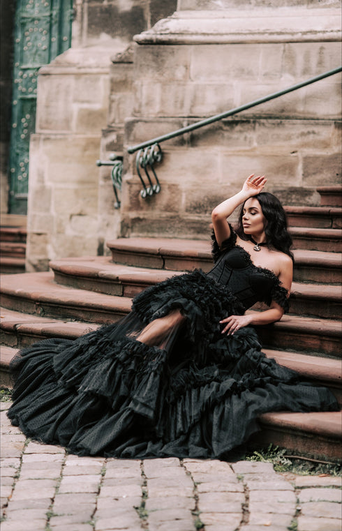 Black wedding dress Tulle wedding dress