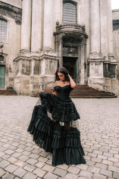 Black wedding dress Tulle wedding dress