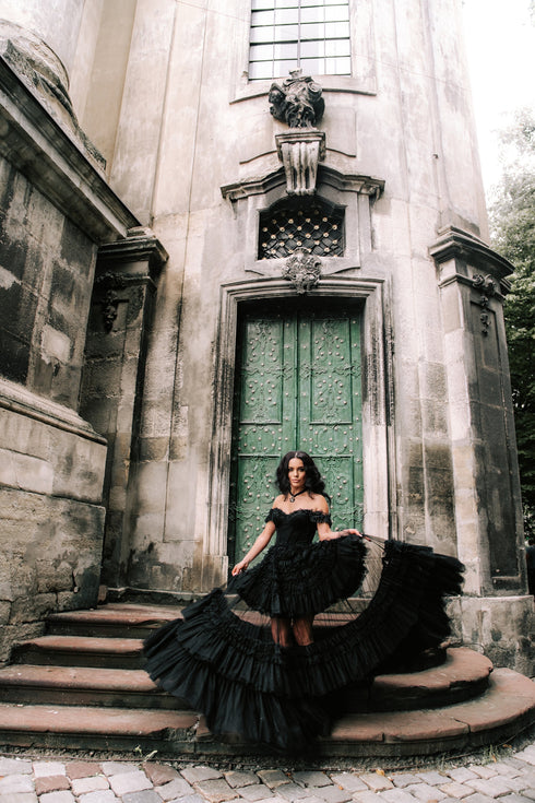 Black wedding dress Tulle wedding dress