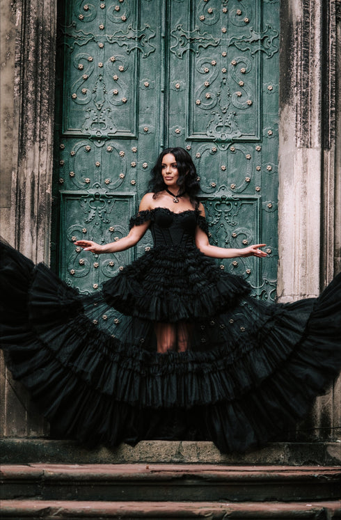 Black wedding dress Tulle wedding dress