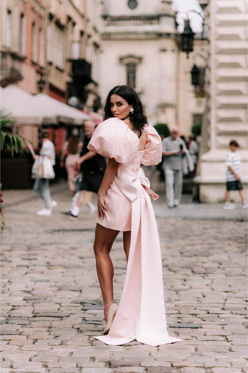 Pink bridal gown