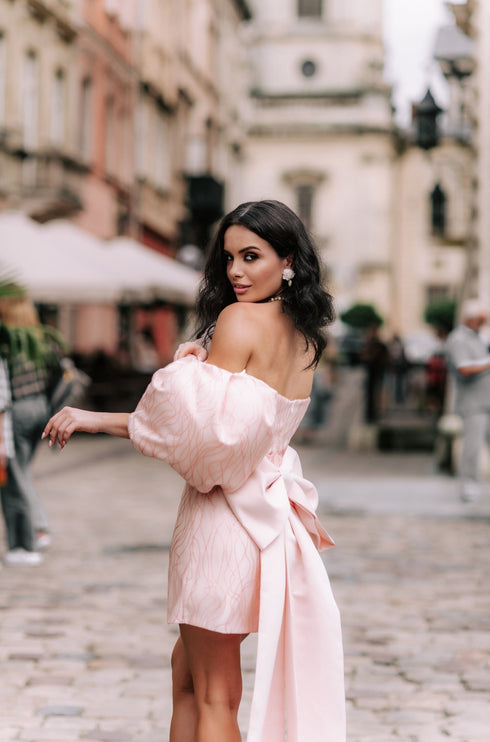 Pink bridal gown